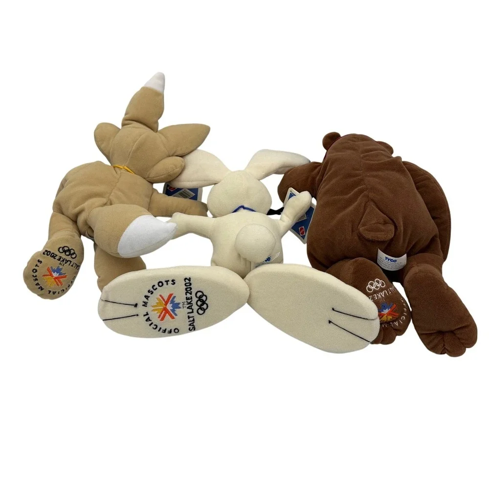 Tyco Salt Lake City 2002 Olympic Mascot Plush Set Powder Copper Coal NWT Vintage